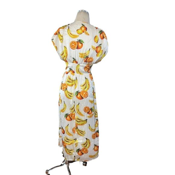 Song of Style Sia Midi Dress in White Fruit Small New Womens Satin Cocktail - Picture 8 of 15